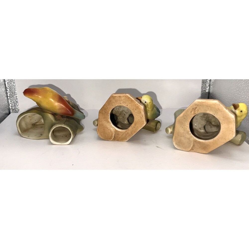 3 trio 1930’s Bird Theme Czechoslovakia Wall Pocket Vase Colorful Czech Ceramic - Picture 8 of 10